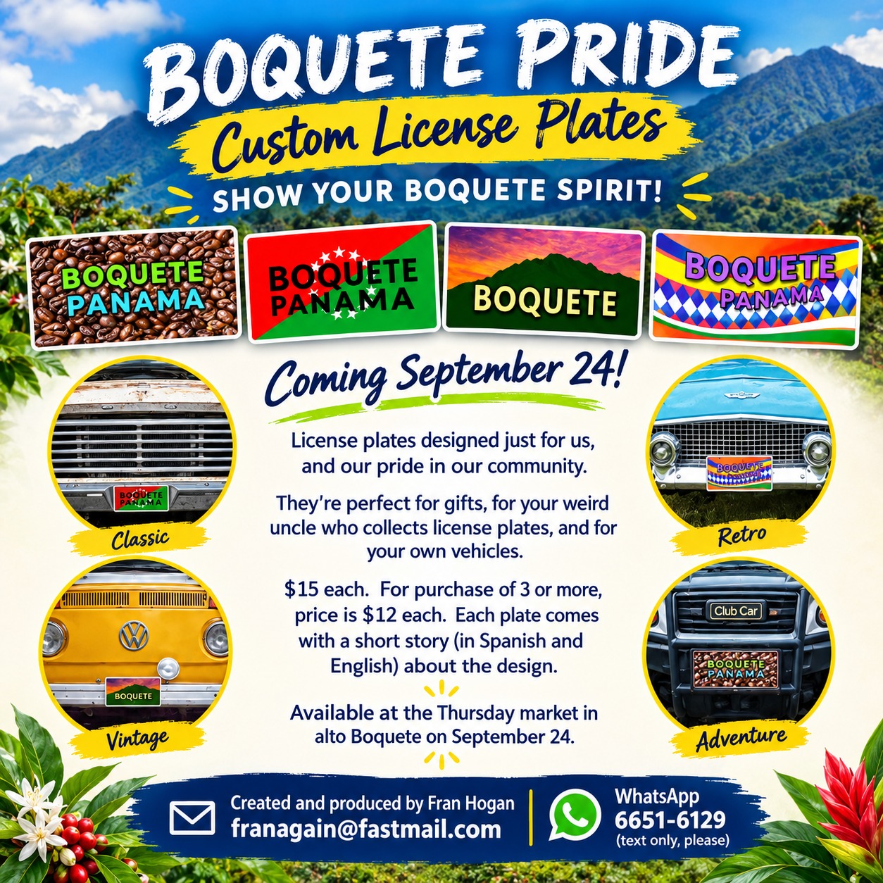 Boquete License plates